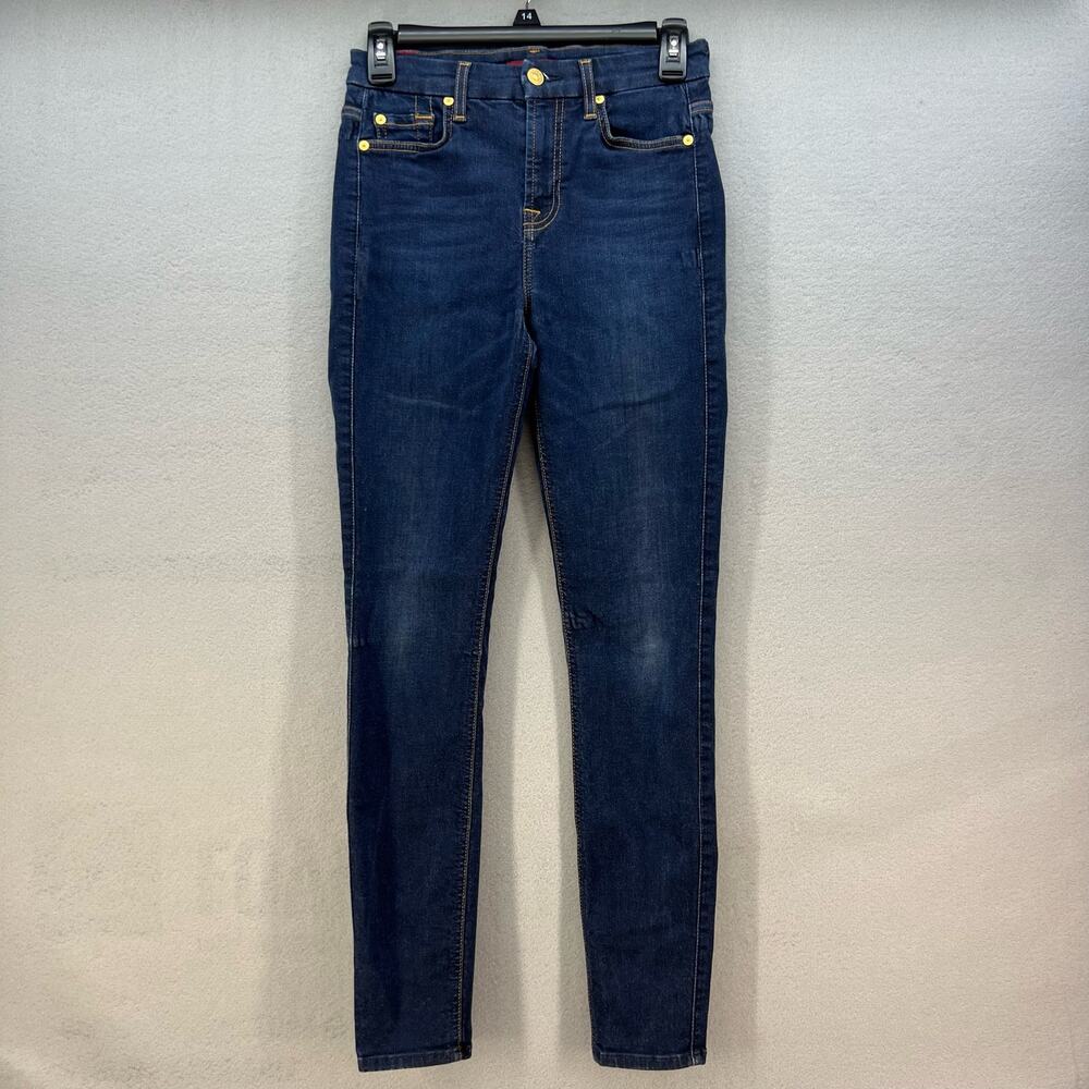 7 For All Mankind Jean Women's 25 (2) Dark Blue The High Waist Ankle Skinny